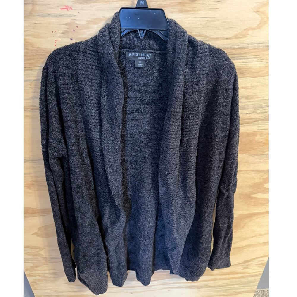 Women's Barefoot Dreams Open Front Cardigan Medium CozyChic Lite Gray‎